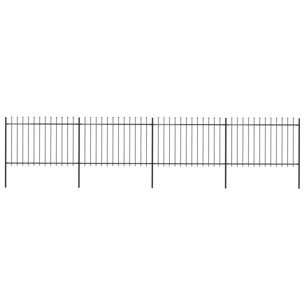 Vidaxl Garden Fence With Spears Top 6,8x1,2 M stål svart