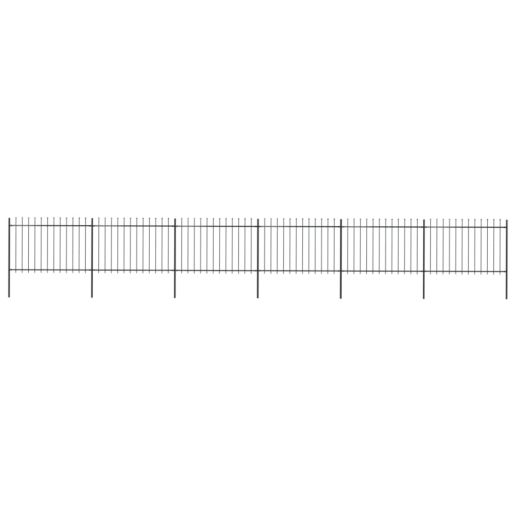 Vidaxl Garden Fence avec Spears Top 10.2x1,2 m en acier noir