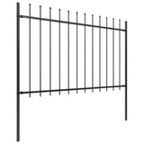 Vidaxl Garden Fence s Spears Top 10,2x1,2 M Steel Black