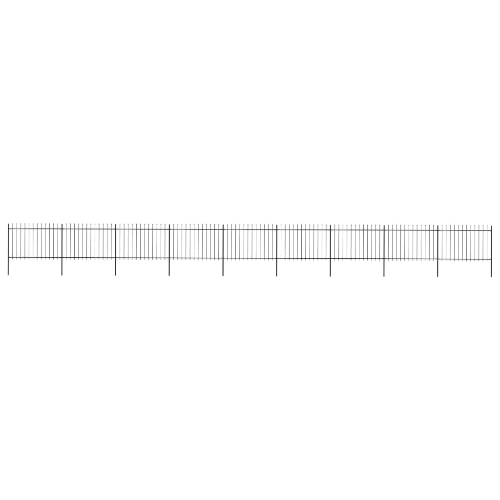 Vidaxl garden fence with spears top 15.3x1.2 m steel black