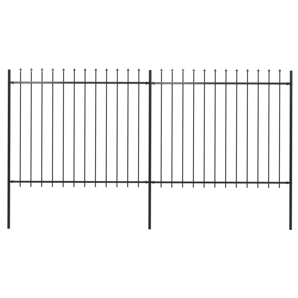 Vidaxl garden fence with spears top 3.4x1.5 m steel black