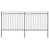 Vidaxl garden fence with spears top 3.4x1.5 m steel black