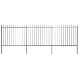 Vidaxl Garden Fence s Spears Top 5,1x1,5 m Steel Black