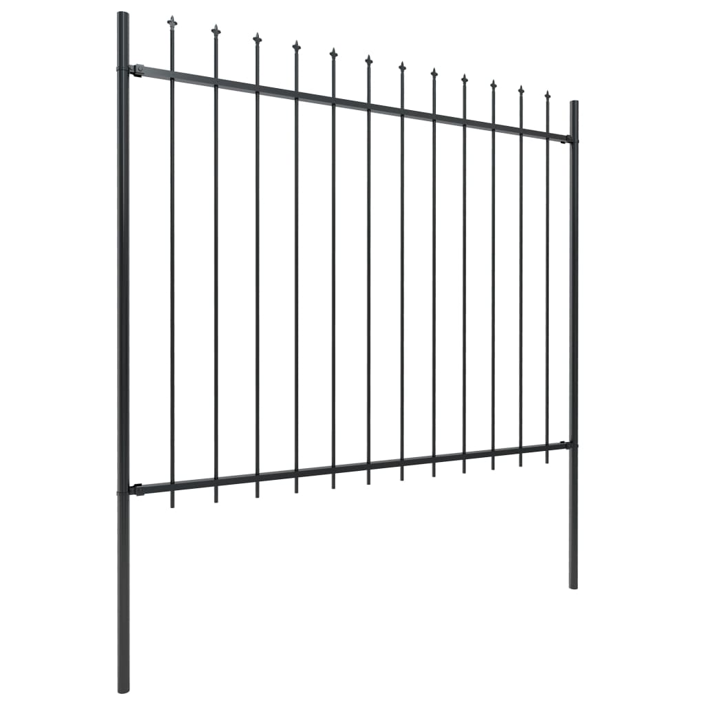 Vidaxl Garden Fence avec Spears Top 5.1x1,5 m en acier noir