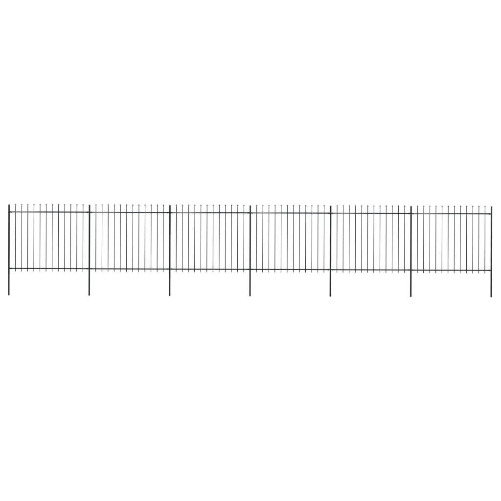 Vidaxl Garden Fence avec Spears Top 10.2x1,5 m en acier noir