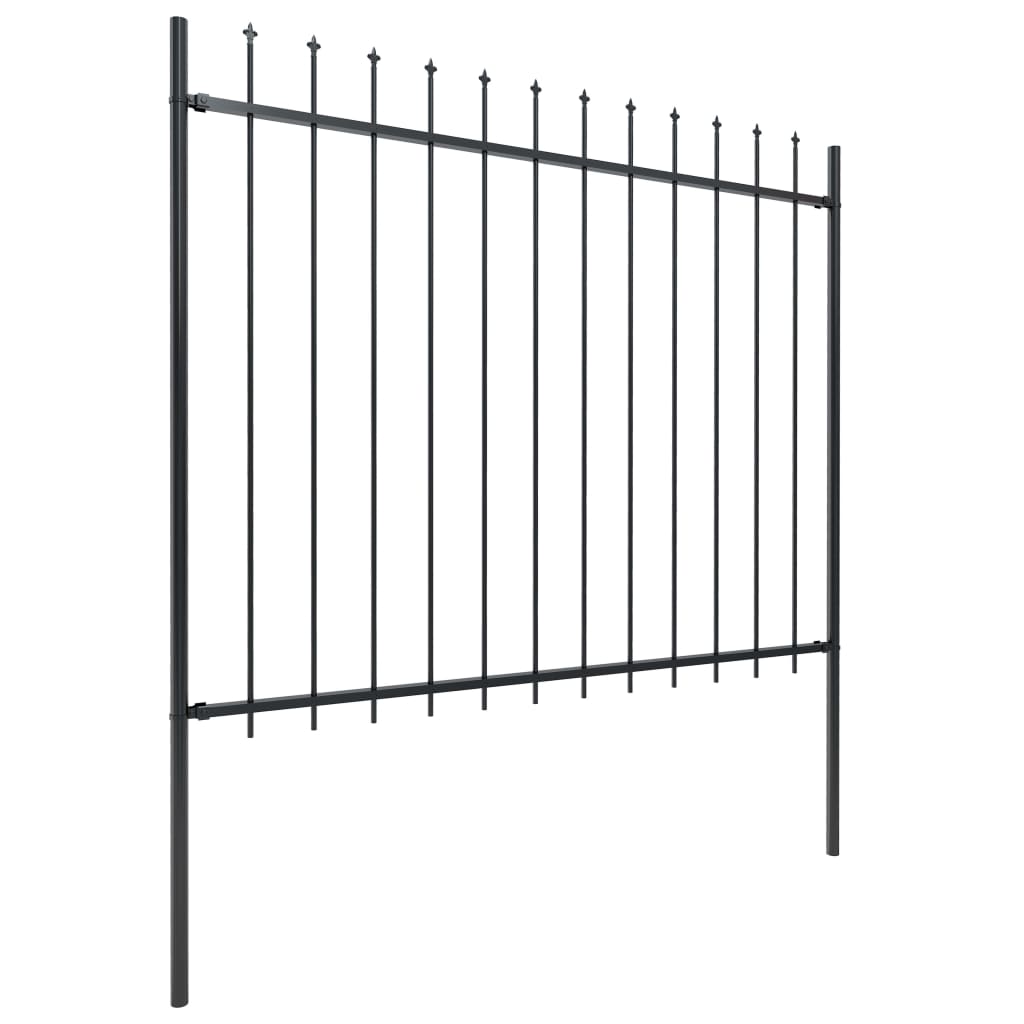 Vidaxl garden fence with spears top 15.3x1.5 m steel black