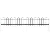 Vidaxl garden fence with round top 3.4x0.6 m steel black