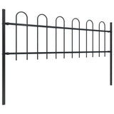 Vidaxl garden fence with round top 3.4x0.6 m steel black