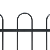 Vidaxl garden fence with round top 13.6x0.6 m steel black