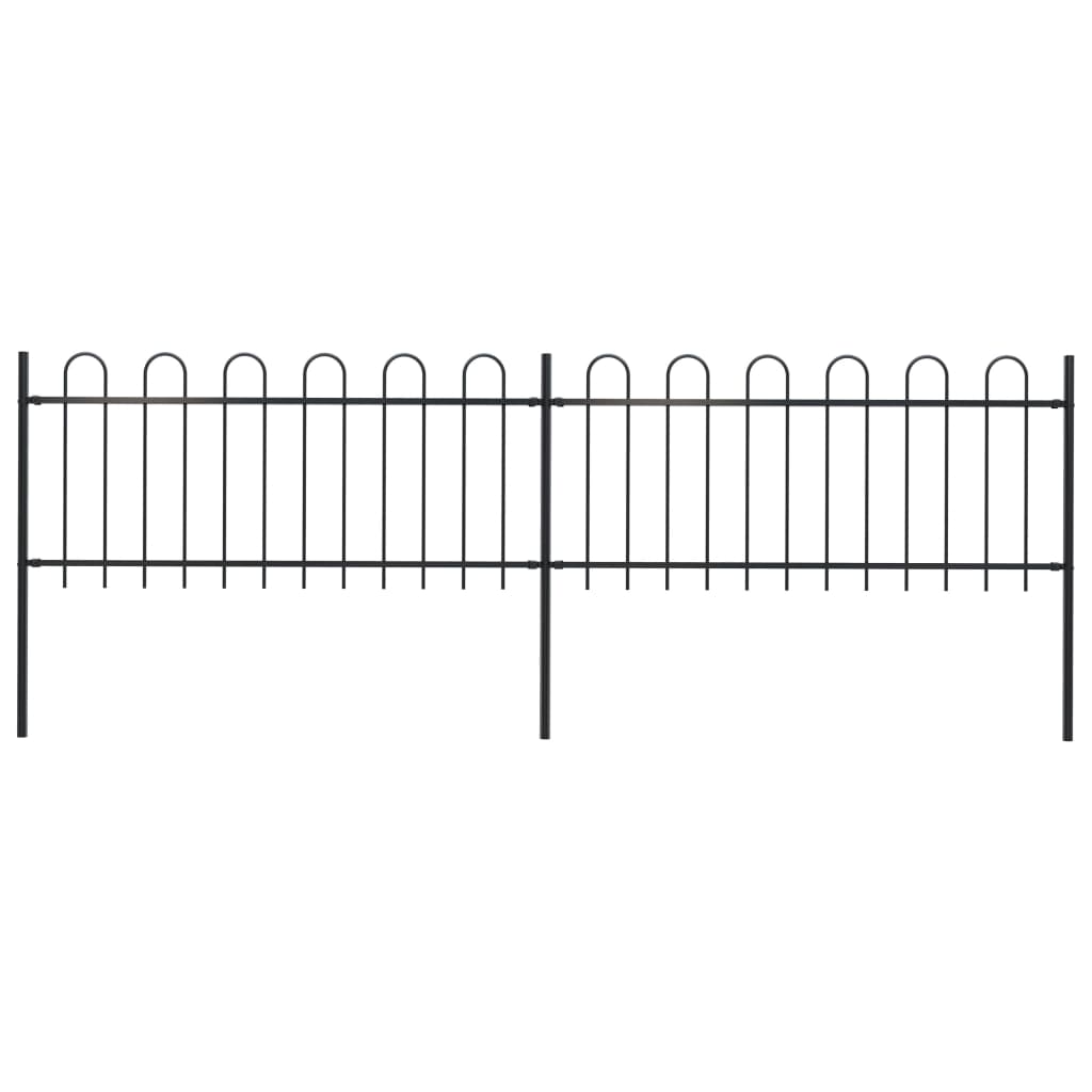 Vidaxl Garden Fence z okrągłym najlepszym 3,4x0,8 m stalowy czarny