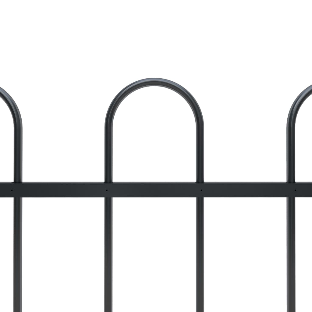 Vidaxl garden fence with round top 10.2x0.8 m steel black