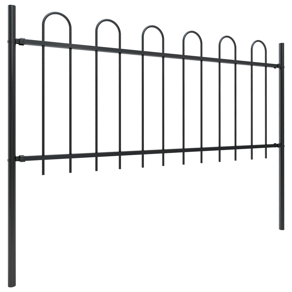 Vidaxl Garden Fence con top redonda de 13.6x0.8 m de acero negro