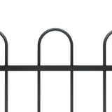 Vidaxl garden fence with round top 13.6x0.8 m steel black