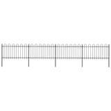 Vidaxl garden fence with round top 6.8x1 m steel black