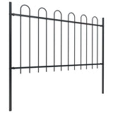 Vidaxl garden fence with round top 6.8x1 m steel black