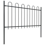 Vidaxl garden fence with round top 8.5x1 m steel black