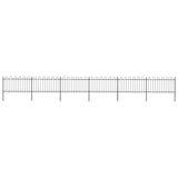 Vidaxl garden fence with round top 10.2x1 m steel black