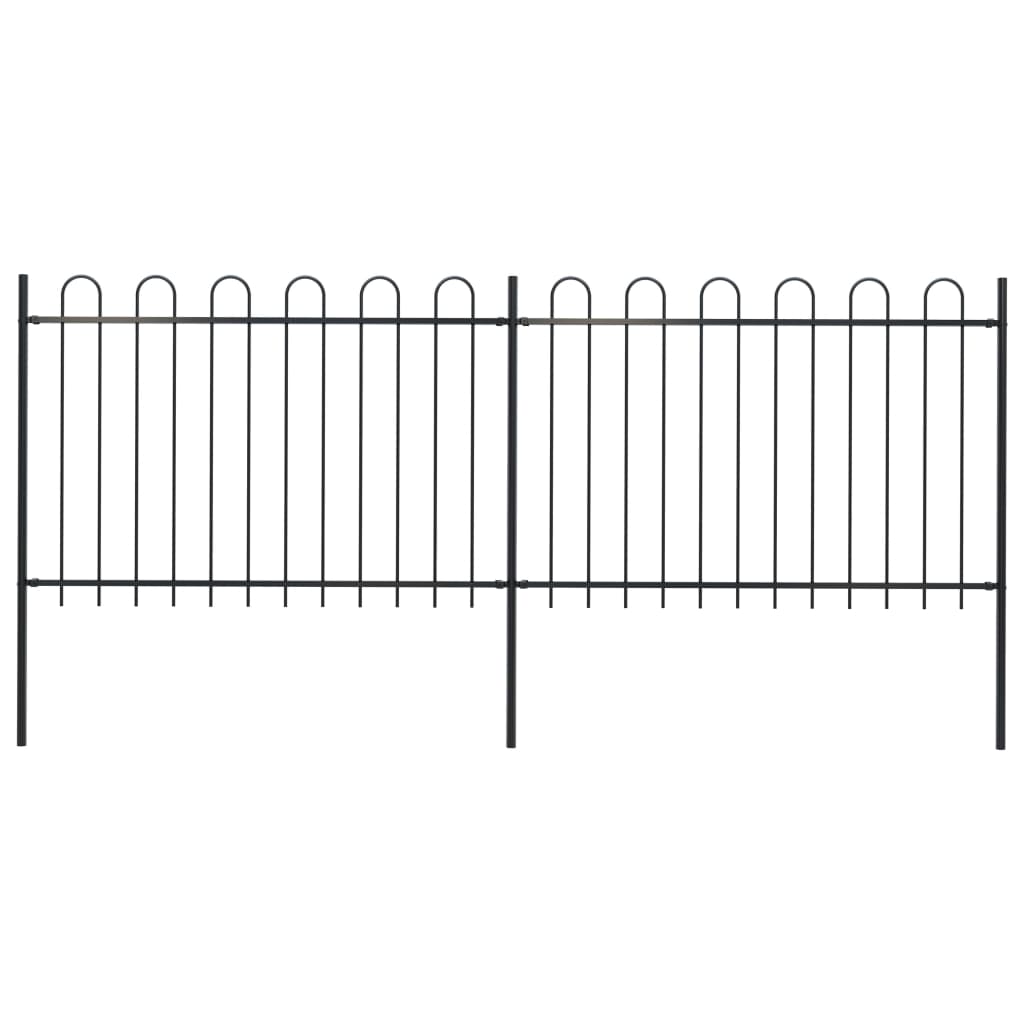 Vidaxl Garden Fence con tapa redonda de 3.4x1.2 m de acero negro