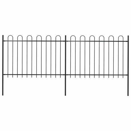Clôture de jardin vidaxl avec un haut rond 3,4x1,2 m en acier noir