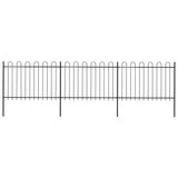 Clôture de jardin vidaxl avec haut rond 5.1x1,2 m en acier noir