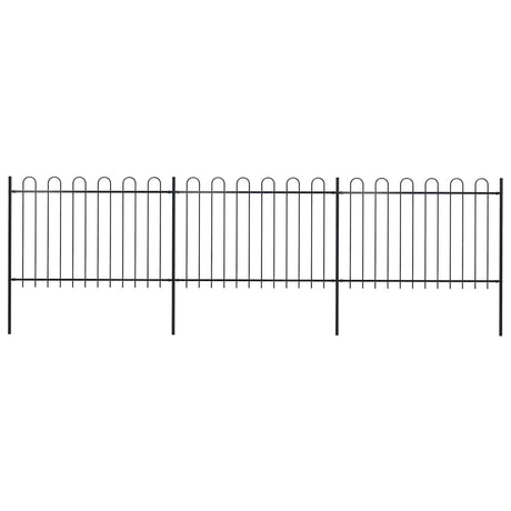 Clôture de jardin vidaxl avec haut rond 5.1x1,2 m en acier noir