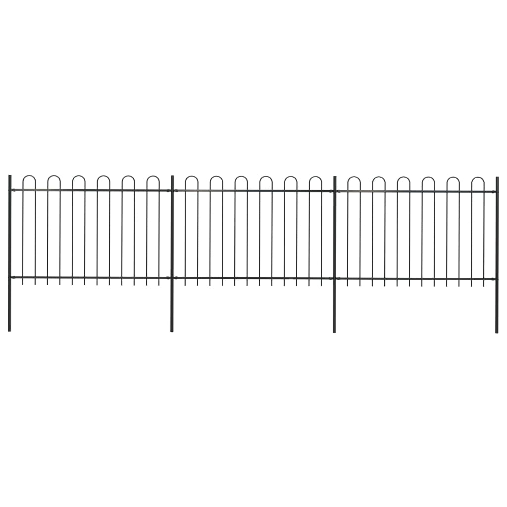 Vidaxl Garden Fence med Round Top 5.1x1.2 M stål svart