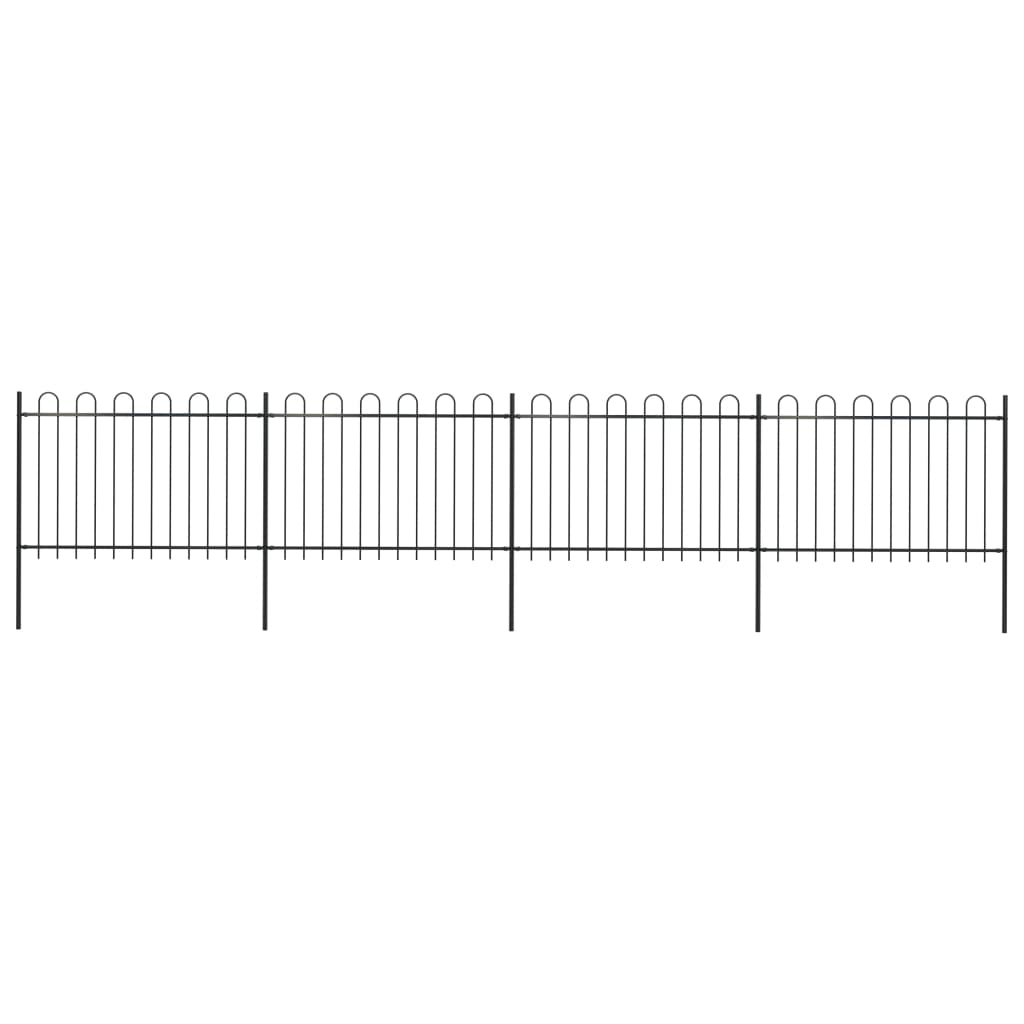 Vidaxl Garden Fence With Round Top 6,8x1,2 M stål svart