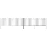 Vidaxl garden fence with round top 6.8x1.2 m steel black