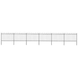 Vidaxl garden fence with round top 10.2x1.2 m steel black