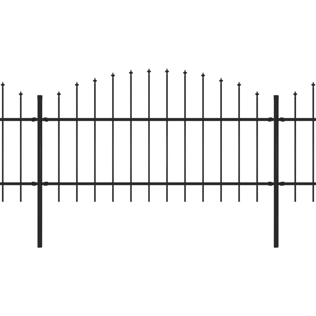 Vidaxl Garden Fence With Spears Top (1-1.25) X5.1 M stål svart