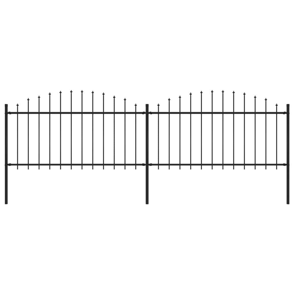 Vidaxl garden fence with spears top (1.25-1.5) x3.4 m steel black