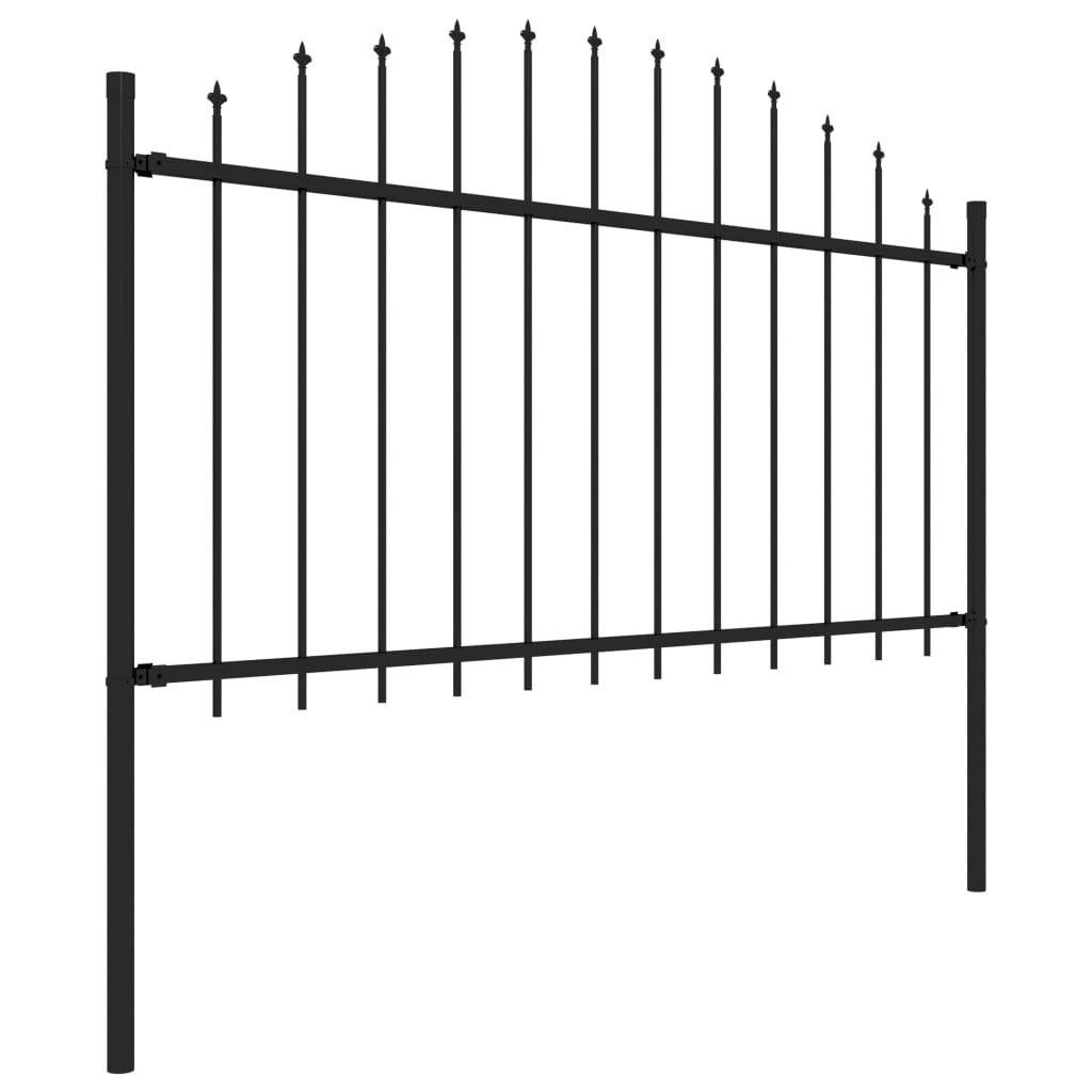 Vidaxl garden fence with spears top (1.25-1.5) x3.4 m steel black