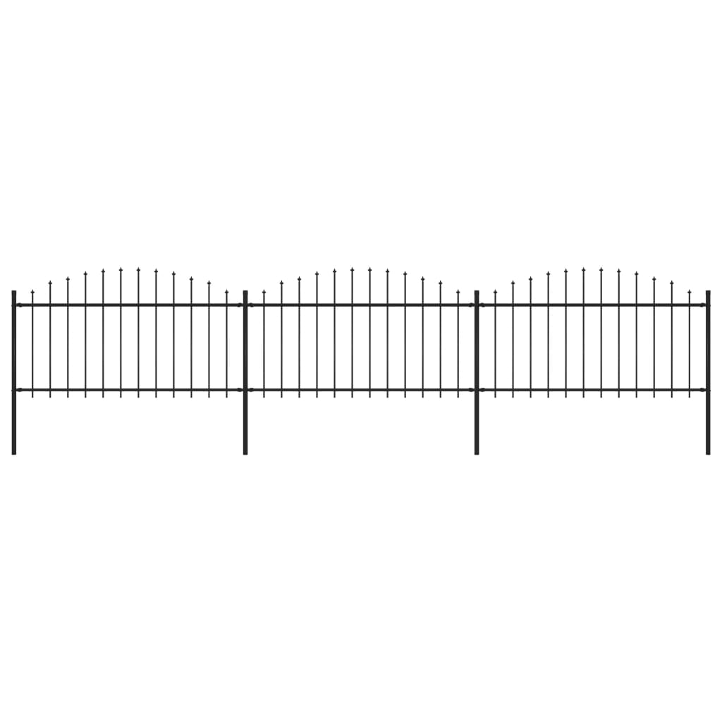 Vidaxl Garden Fence s Spears Top (1,25-1,5) x5,1 m Steel Black