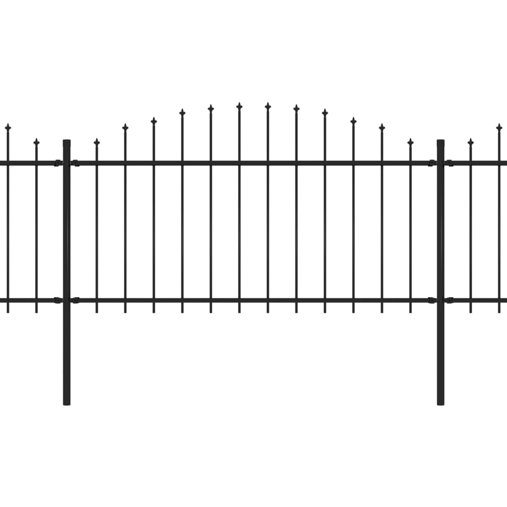 Vidaxl garden fence with spears top (1.25-1.5) x5.1 m steel black