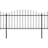 Vidaxl Garden Fence s Spears Top (1,25-1,5) x5,1 m Steel Black