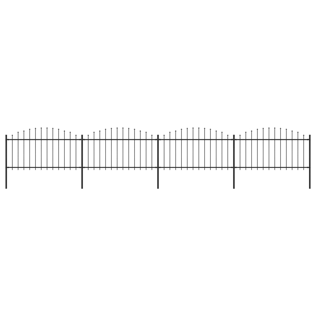 VidaXL Tuinhek met speren bovenkant (1,25-1,5)x6,8 m staal zwart