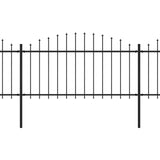 VidaXL Tuinhek met speren bovenkant (1,25-1,5)x6,8 m staal zwart