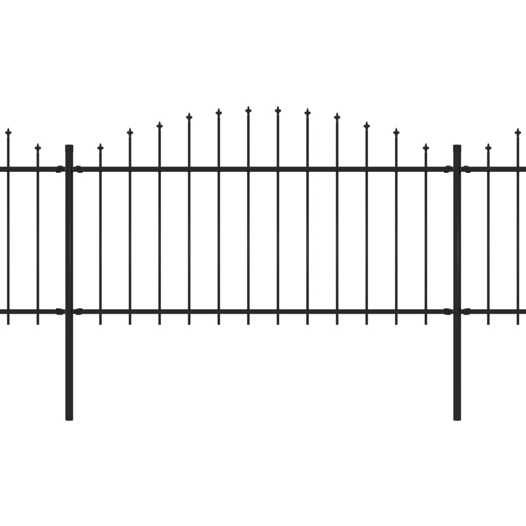 Vidaxl garden fence with spears top (1.25-1.5) x8.5 m steel black