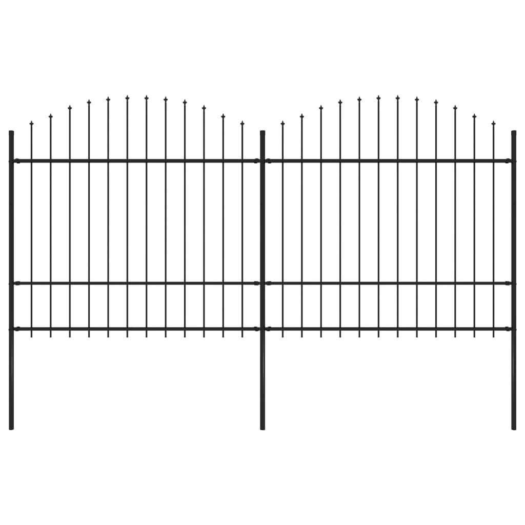 Vidaxl garden fence with spears top (1.5-1.75) x3.4 m steel black