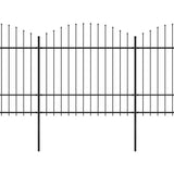 Vidaxl Garden Fence With Spears Top (1,5-1,75) x3,4 m stål svart