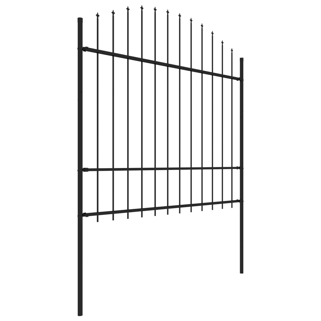 Vidaxl garden fence with spears top (1.5-1.75) x3.4 m steel black