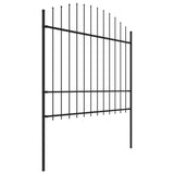 Vidaxl garden fence with spears top (1.5-1.75) x3.4 m steel black