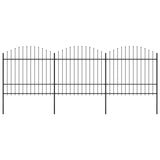 Vidaxl garden fence with spears top (1.5-1.75) x5.1 m steel black