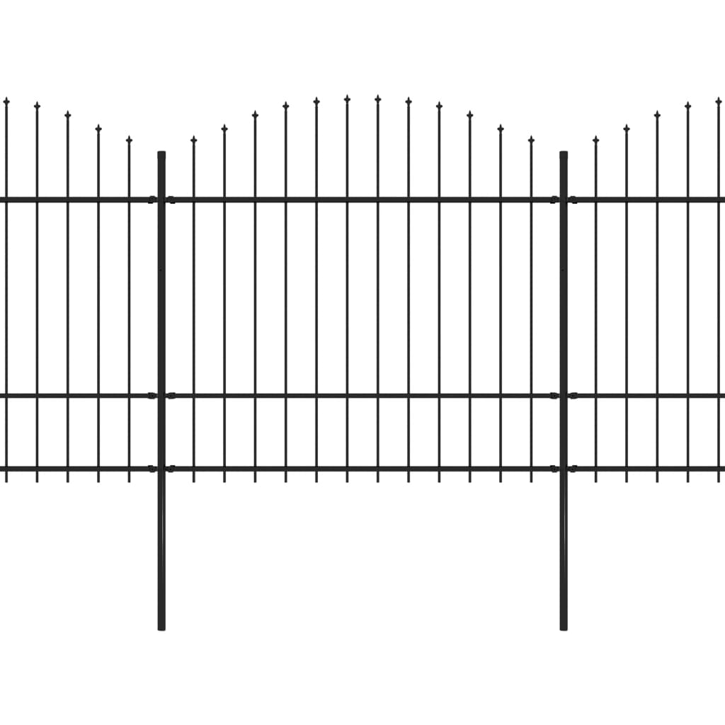 Vidaxl Garden Fence With Spears Top (1,5-1,75) x5,1 m stål svart