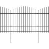 Vidaxl Garden Fence With Spears Top (1,5-1,75) x5,1 m stål svart