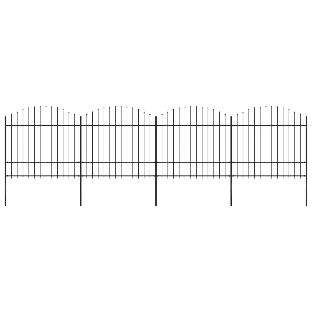 Vidaxl Garden Fence with Spears Top (1,5-1,75) x6,8 m en acier noir