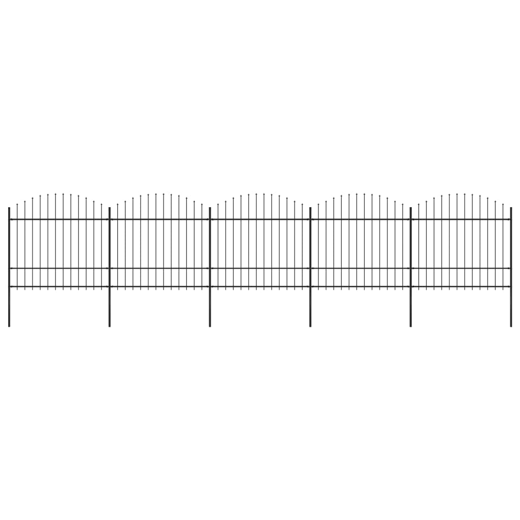 Vidaxl Garden Fence With Spears Top (1,5-1,75) x8,5 m stål svart