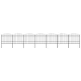 Vidaxl garden fence with spears top (1.5-1.75) x11.9 m steel black