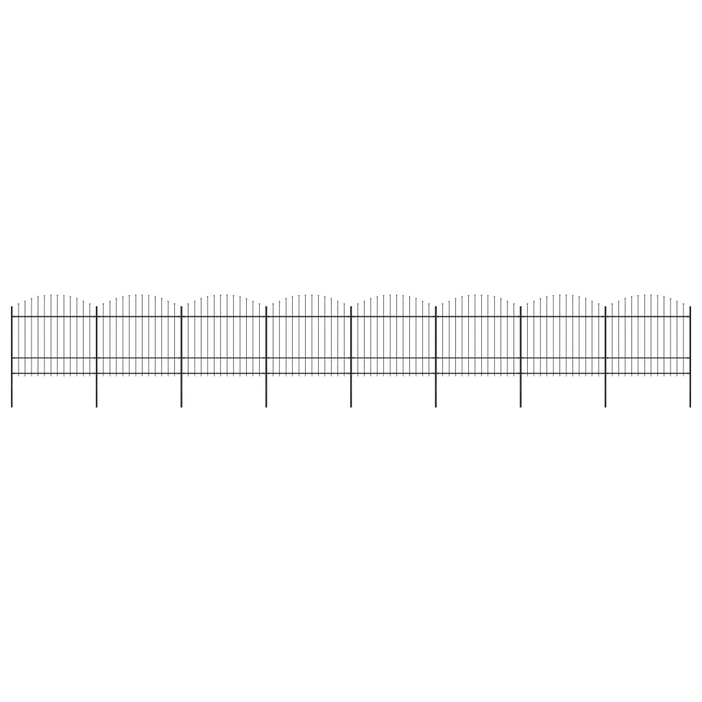 Vidaxl Garden Fence With Spears Top (1.5-1.75) x13.6 m de acero negro