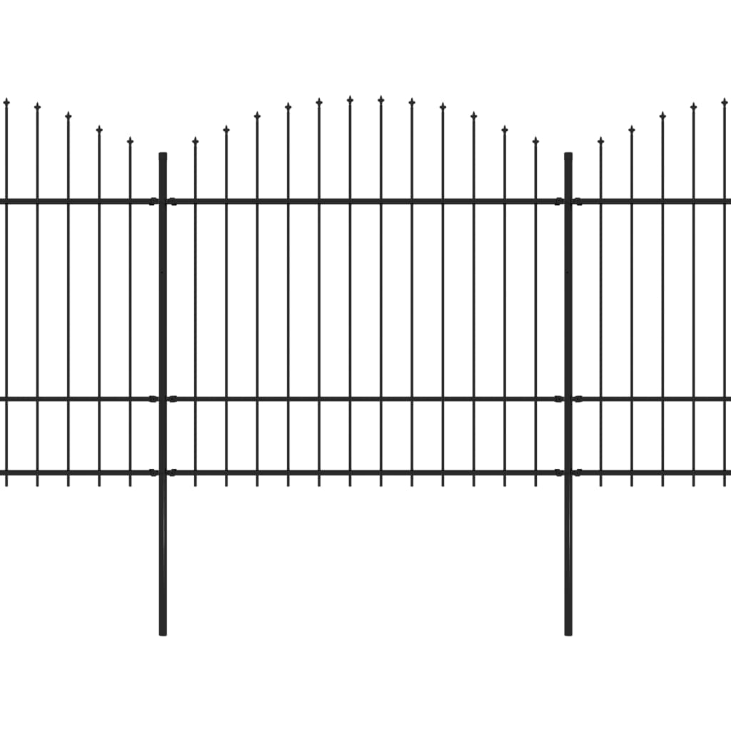 VidaXL Tuinhek met speren bovenkant (1,5-1,75)x13,6 m staal zwart